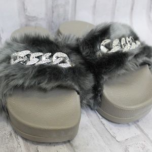 Brand New Faux Furry Platform Sandal